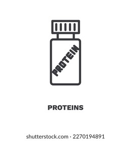 proteins icon. Thin line proteins icon from health and medical collection. Outline vector isolated on white background. Editable proteins symbol can be used web and mobile