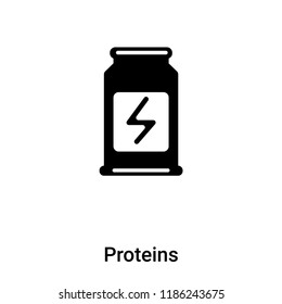 Proteins icon vector isolated on white background, logo concept of Proteins sign on transparent background, filled black symbol