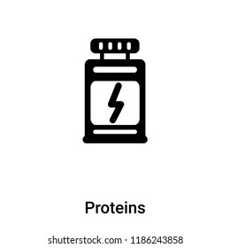 Proteins icon vector isolated on white background, logo concept of Proteins sign on transparent background, filled black symbol