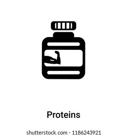 Proteins icon vector isolated on white background, logo concept of Proteins sign on transparent background, filled black symbol