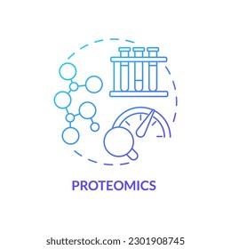 Icono de concepto de degradado azul de proteómica. Estudiando las proteínas del paciente. Diagnósticos en medicina de precisión. Ilustración de línea delgada de ideas abstractas de avance tecnológico. Esquema aislado