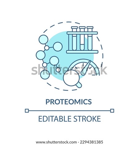 Proteomics turquoise concept icon. Patient proteins studying. Diagnostics in precision medicine. Technological advance abstract idea thin line illustration. Isolated outline drawing. Editable stroke
