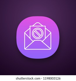 Protest action email notification app icon. Social, political movement targeted mailing. Sending letter with protest event details. Remonstration letter. UI/UX interface. Vector isolated illustration