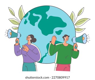 Protest activist save planet eco nature banner concept. Vector graphic design element illustration