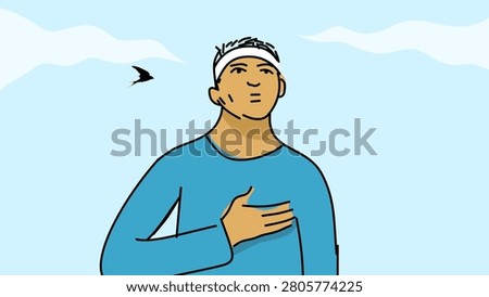 protest alone, color vector illustration