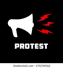 Protest Art. Vector icon of megaphon, loudspeaker silhouette.