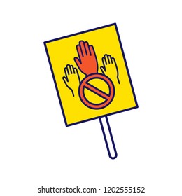 Protest banner color icon. Protest vote. Abstention. Anti-voting. Political or social movement. Political behaviour. Isolated vector illustration