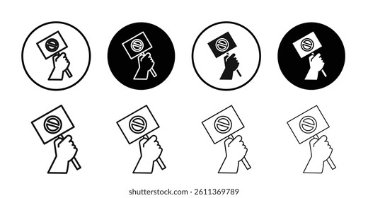 Protest banner in hand icon Flat art illustration in outline