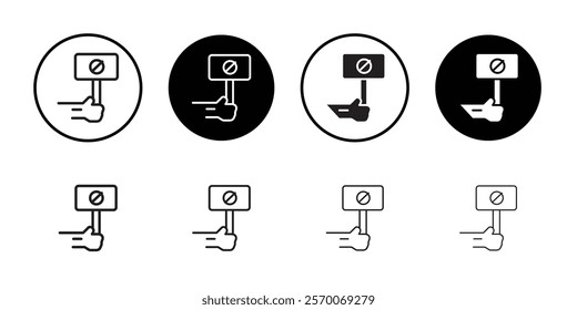 Protest banner in hand icon Outline vector for web ui