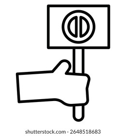 Protest banner in hand icon Outline isolated logo mark