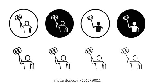 Protest banner in hand icon Simple thin outline