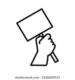 Protest banner in hand icon vector line logo art