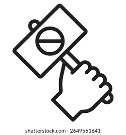 Protest banner in hand icon vector illustration isolated sign
