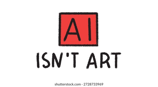 Protesta contra el Anuncio con texto contra el uso de la IA. para el activismo o publicaciones contra el uso de la inteligencia artificial en el arte y los medios.