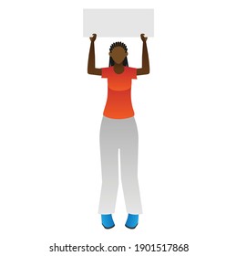 Protest Black Girl - Vector Illustration