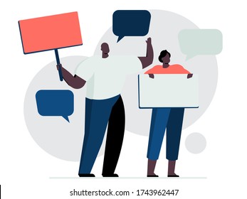 Protest of blacks.Flat design vector illustration concept.