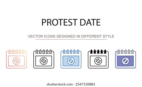 Protestar desenho ícone Data com fundo branco ilustração stock