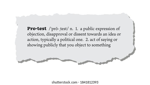 Protest Definition on a Torn Piece of Paper