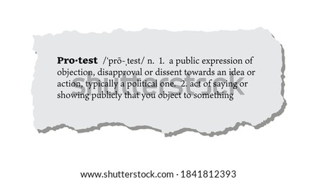Protest Definition on a Torn Piece of Paper