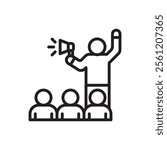 Protest Demonstrator Outline Icon Vector Illustration