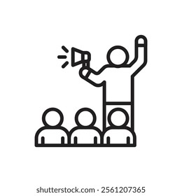 Protest Demonstrator Outline Icon Vector Illustration