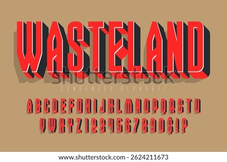 Protest design alphabet, condensed characters set, letters and numbers. Swatch color control.