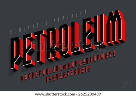 Protest design alphabet, condensed characters set, letters and numbers. Swatch color control. 15 degree skew.