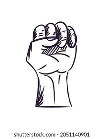 Protest draw fist on white background