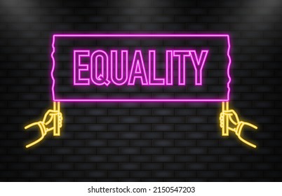 Protest equality realistic red table on blue background. Vector illustration.