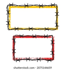 Protest event banner template - decorative frame with barbed wire and blank space for text