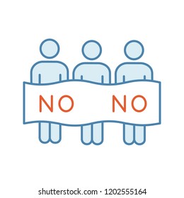 Protest event color icon. Political protest. Activists. Social movement. Public opinion. Demonstration, meeting. Collective action. Unconventional participation. Isolated vector illustration