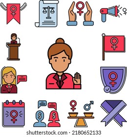 protest, female, hand icon in a collection with other items