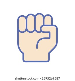 Protest fist. People protesting for human rights, equality anti-discrimination movement. Clenched fist raised up. Gym logo. Vector illustration.