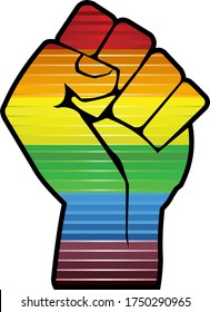 Protest Fist with rainbow flag inside - Illustration