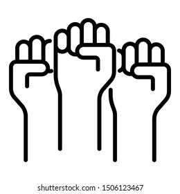 Protest fists icon. Outline protest fists vector icon for web design isolated on white background