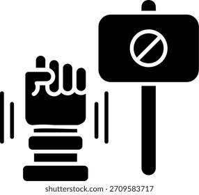 Diseño de icono de estilo de glifo de protesta