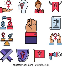 protest, hands, women icon in a collection with other items