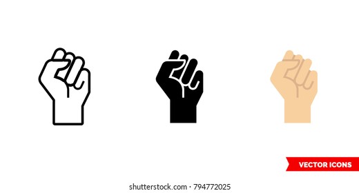 Protest icon of 3 types: color, black and white, outline. Isolated vector sign symbol.