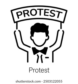 A protest icon designed in glyph style 