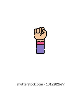 Protest icon, flat design line art thin style, International Women's Day signs and symbols, Feminismin fographics . Colorful icon on a white background, Vector illustration