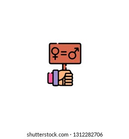 Protest icon, flat design line art thin style, International Women's Day signs and symbols, Feminismin fographics . Colorful icon on a white background, Vector illustration