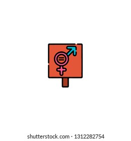 Protest icon, flat design line art thin style, International Women's Day signs and symbols, Feminismin fographics . Colorful icon on a white background, Vector illustration