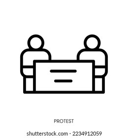 protest icon. Line Art Style Design Isolated On White Background