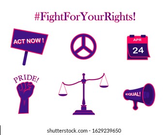 Protest icon set flat illustration