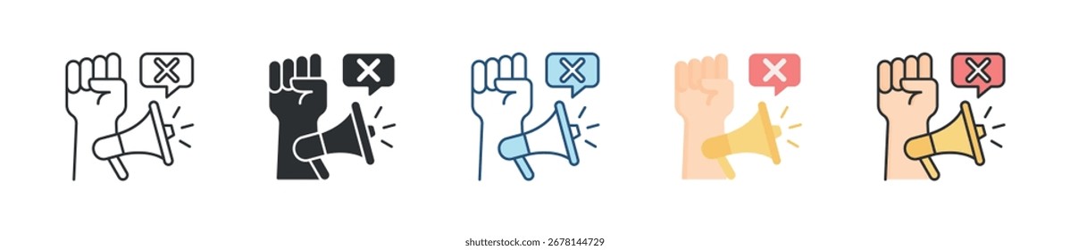 Ícone de Protesto Definir Coleção de Vários Estilos