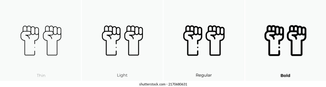 protest icon. Thin, Light Regular And Bold style design isolated on white background