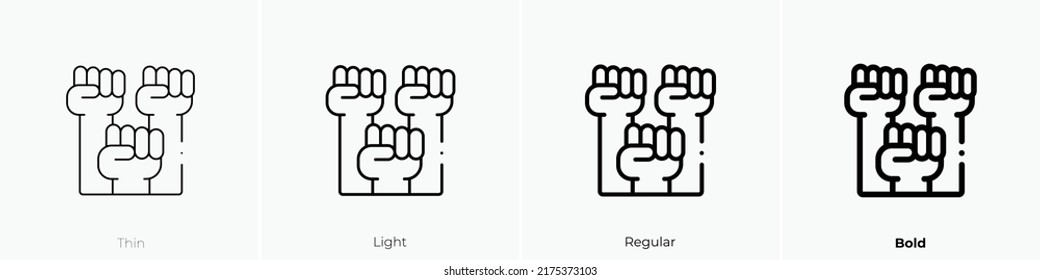 protest icon. Thin, Light Regular And Bold style design isolated on white background