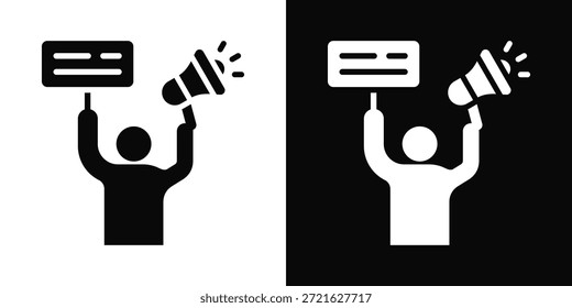 Icono de protesta estilo de fondo blanco y negro