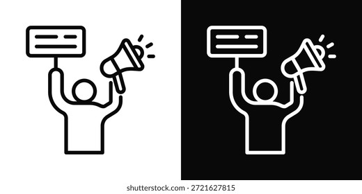 Icono de protesta estilo de fondo blanco y negro