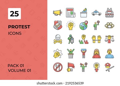Protest icons collection. Set contains such Icons as revolution, riot, strike, violence, and more
